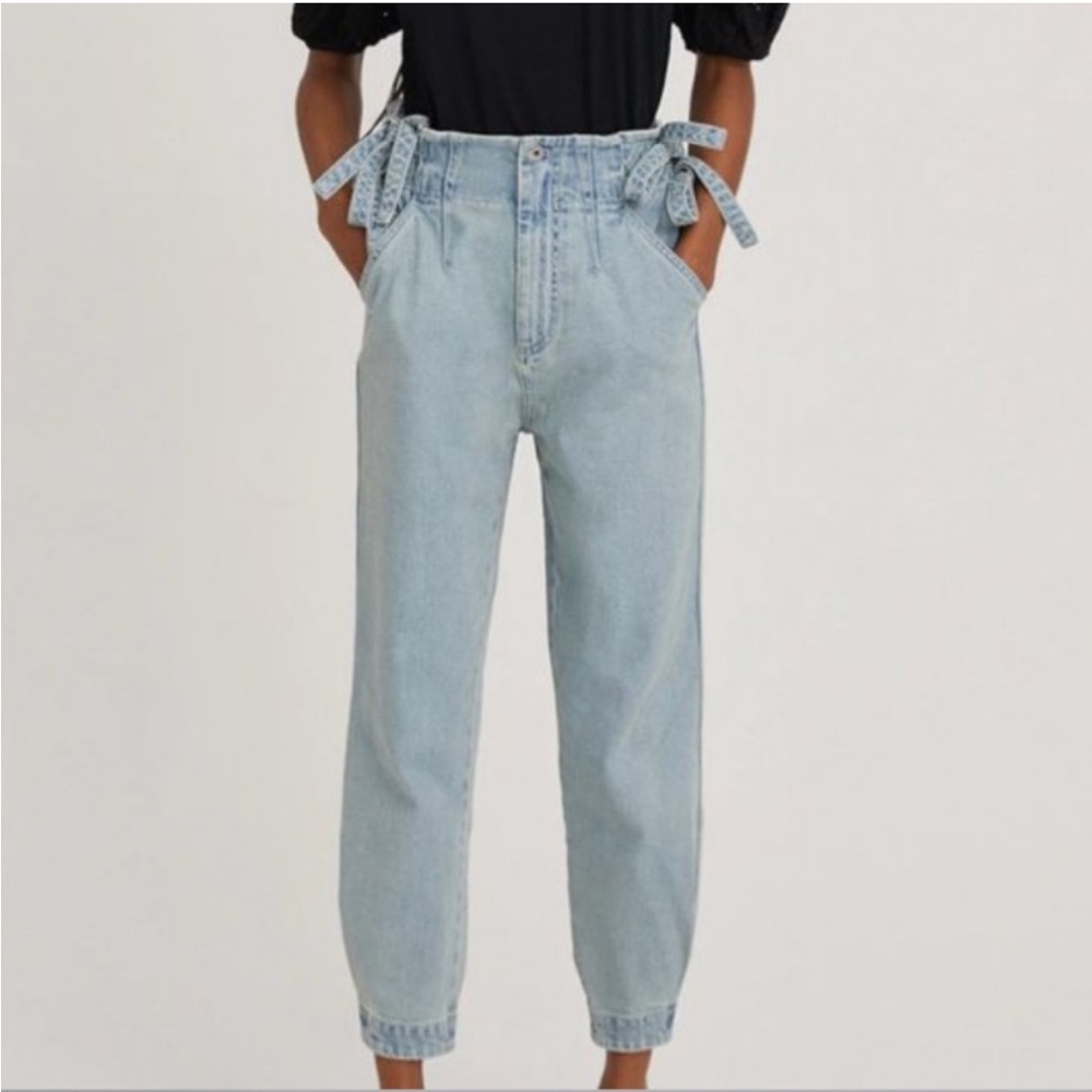 Something Navy Sydney side tie pants denim jeans bottoms NWT 8 TikTok trend top
